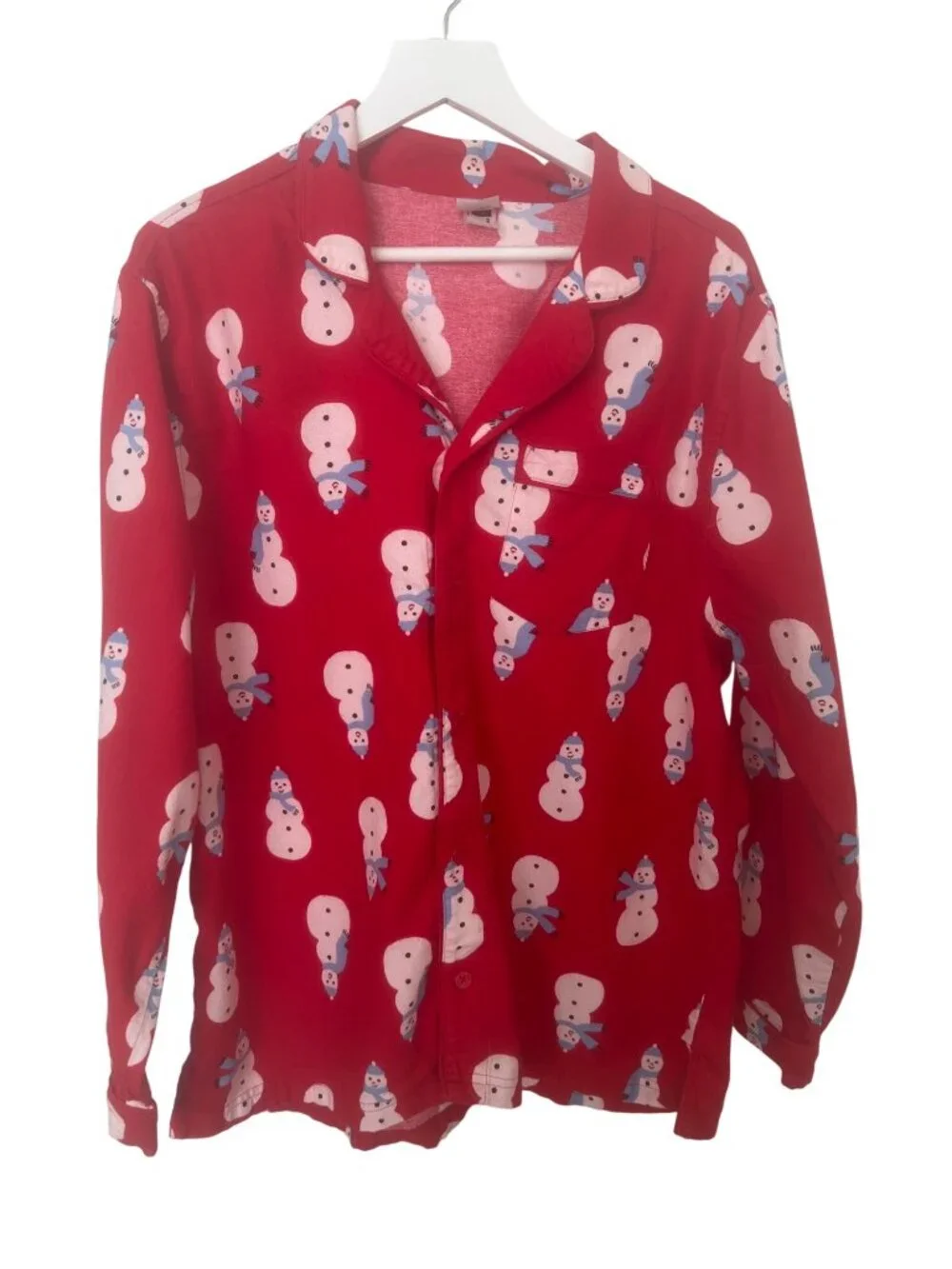 Hanna Andersson Mens/Unisex Red Snowman Print Pajama Set
